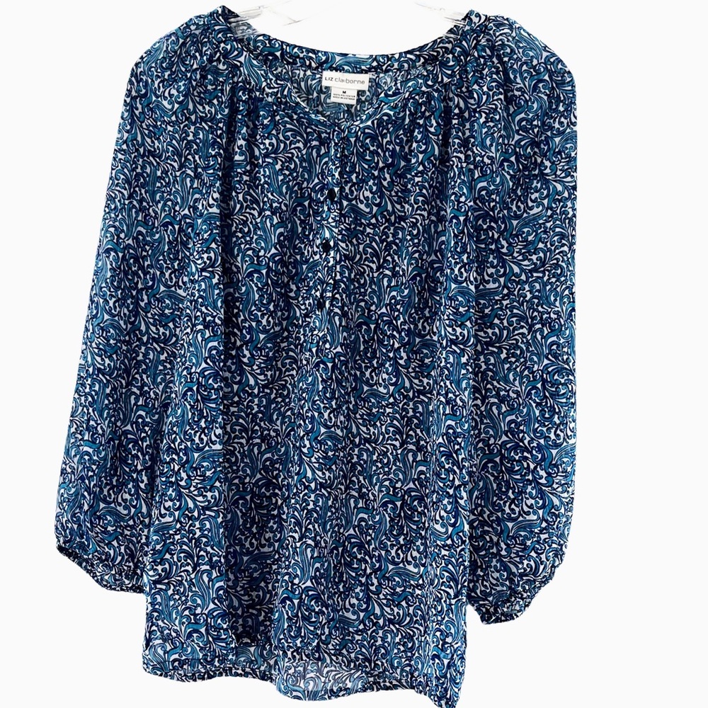Liz Claiborne Printed Lightweight Blouse Size Medium